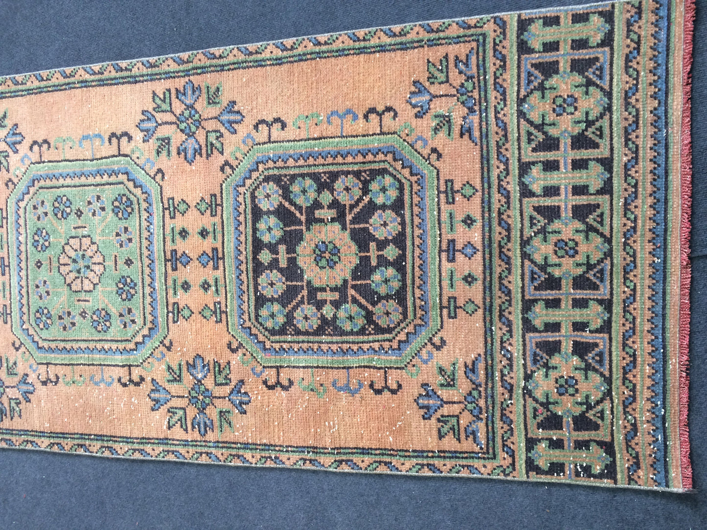 11.4 x 2.9 Oushak Runner Rug Turkish Runner Rug Vintage Runner Rug Hallway Runner Rug Kitchen Runner Rug Wool Runner Rug Wool Oushak Rug