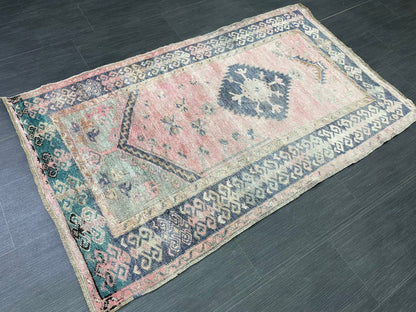 Handmade Rug Oushak 3.3 x 5.4 Rug Rustic Rug Hand Knotted RugTurkish Rug,