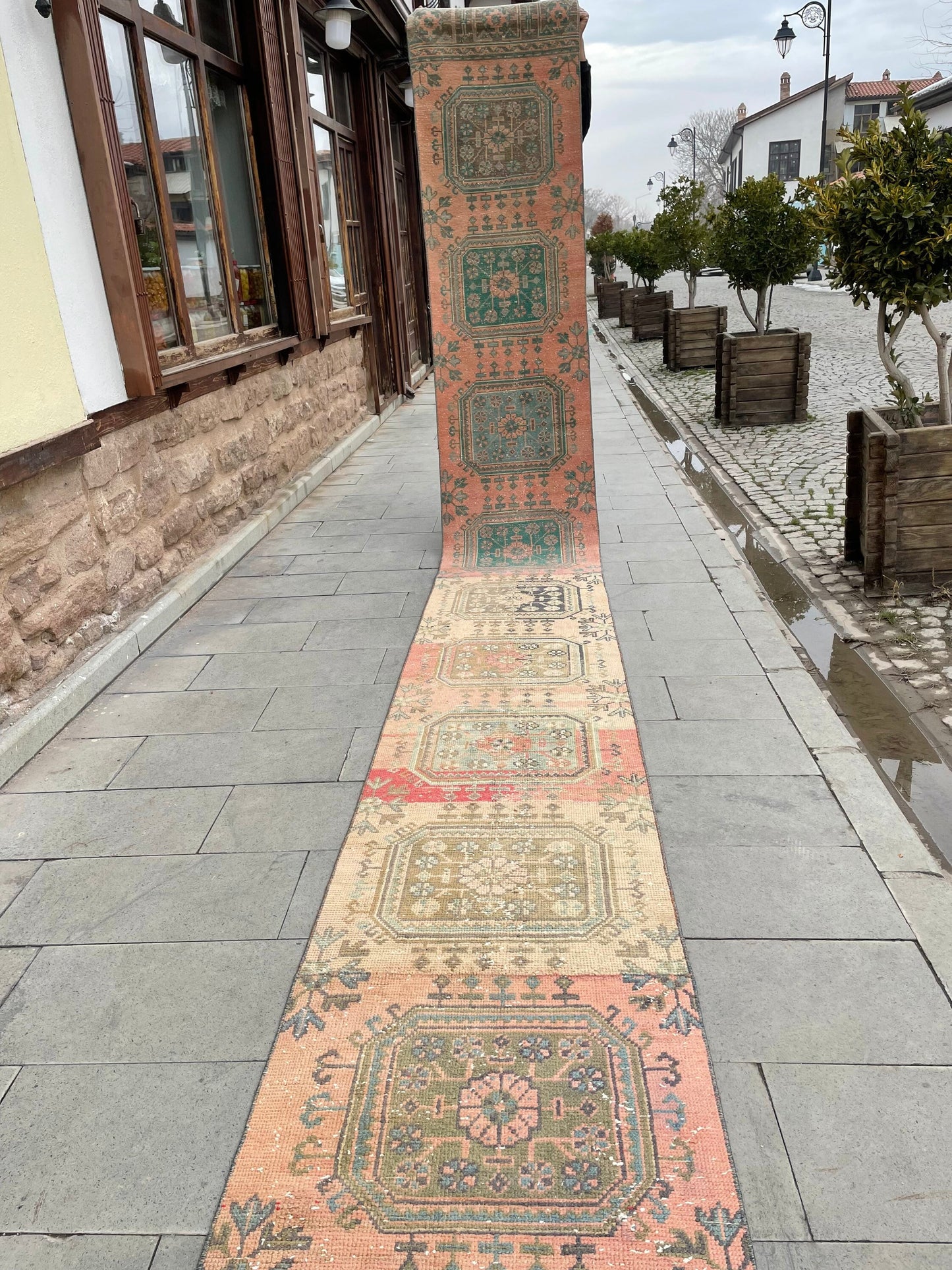 Handmade Staircase Runner Rug 2.3 x 24 ft Extra Long TURKISH Runner Rug Vintage Runner Rug Distressed Runner Rug  Runner Hand Knotted Runner