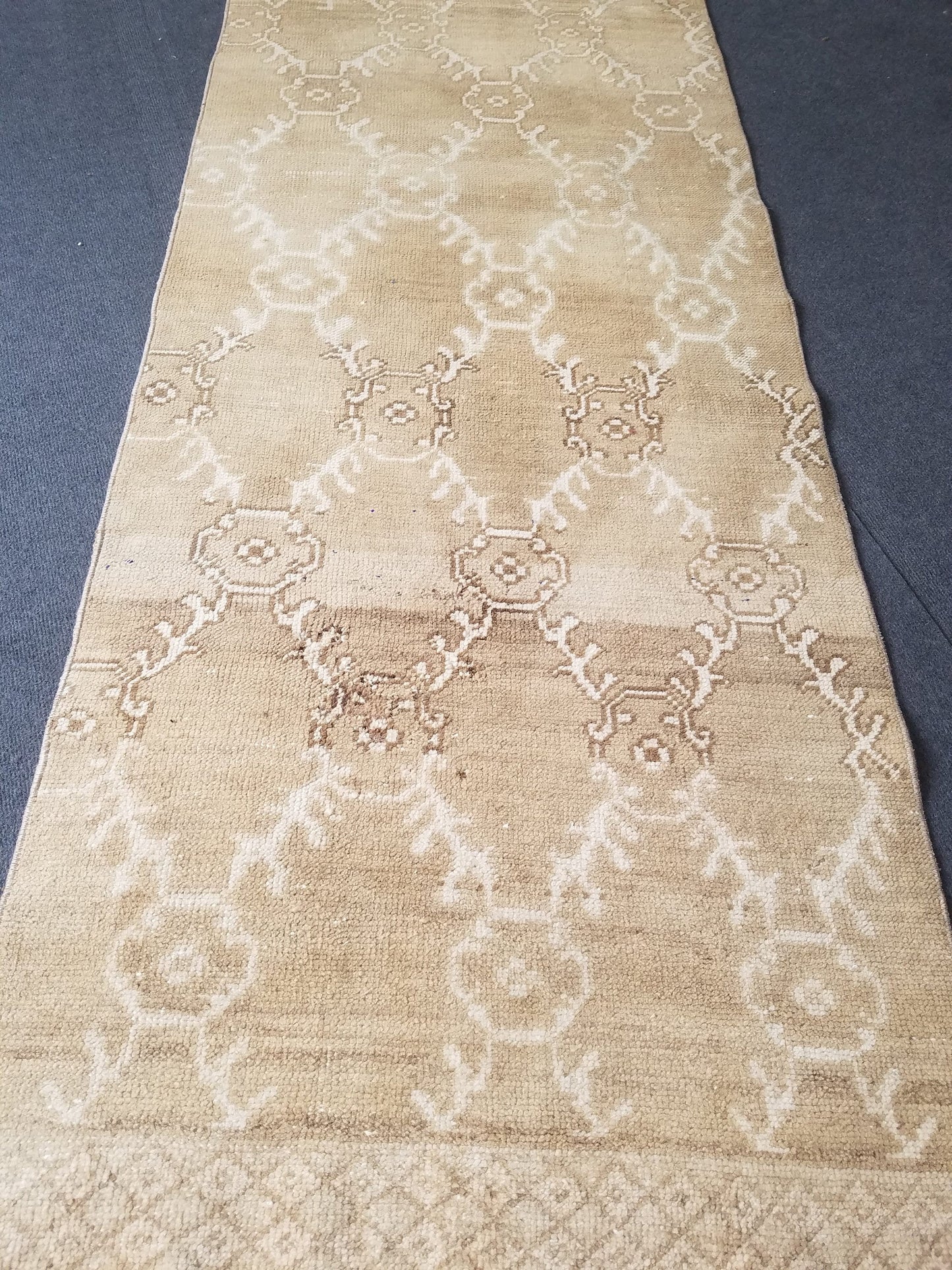 Oushak runner rug, earth tone runner rug, 2'8x11'5 ft