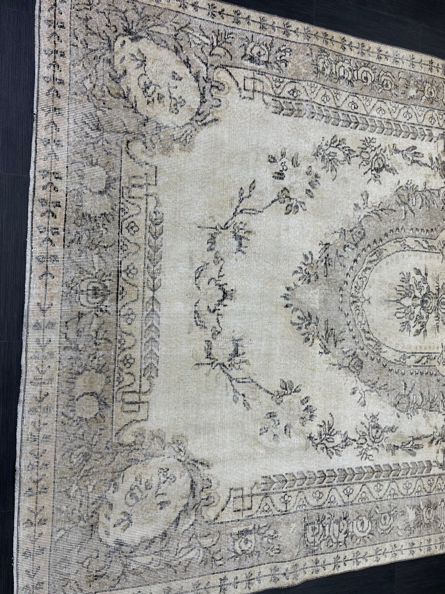 Neutral RUG Vintage Rug 6.7 x 10 ft Vintage Neutral Persian Rug Muted Wool Oriental Rug Blue Handmade Rug Distressed Turkish Antique Rug