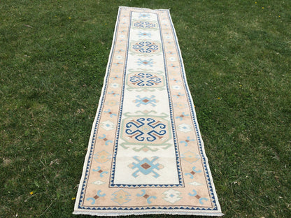 Muted Vintage Runner 3x11 Oushak RUNNER Rug, Turkish Rug, Hallway Runner Rug, Oushak Rug, Oushak Runner Rug, Wool Runner Rug, Faded Runner