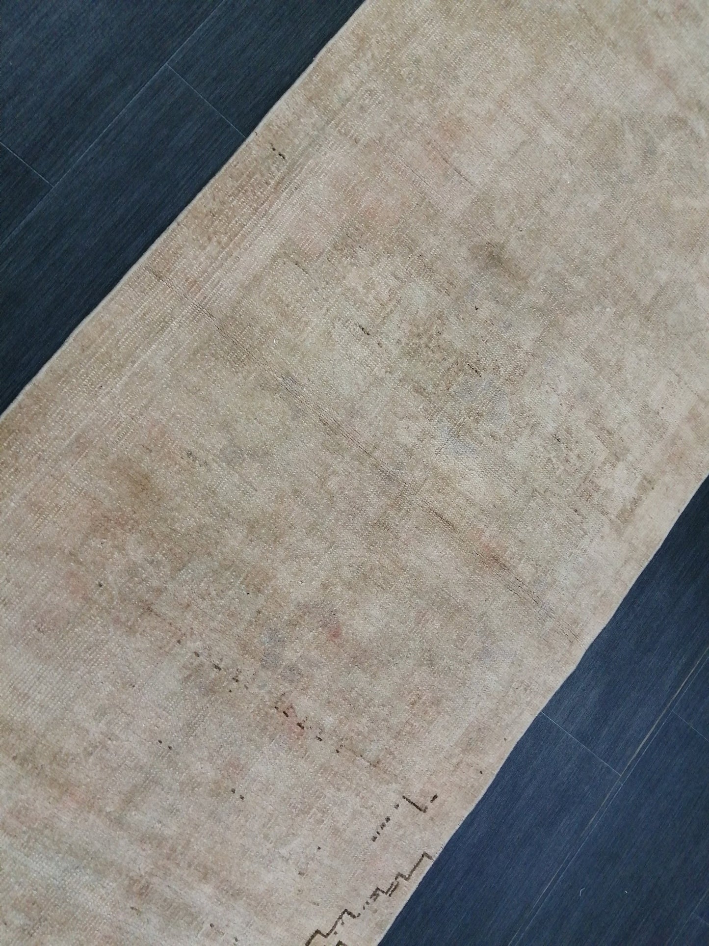 Muted Oushak Runner 2.7 x 9.8 Rug Turkish Runner Rug Faded Vintage Runner Rug Hallway Runner Rug Neutral Kitchen Runner Rug Wool Runner Rug