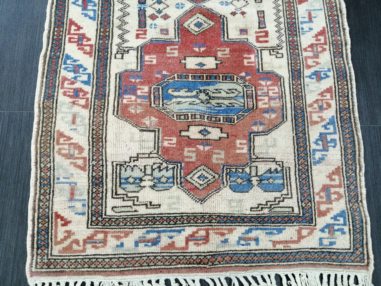 Vintage Rug, Wool rug 4.4 X 2.6 RUG Hand Made Rug, Oushak Rug, Rustic Rug, Bohemian Rug, Rug Runner, Turkish Rug, Farmhouse Rug,