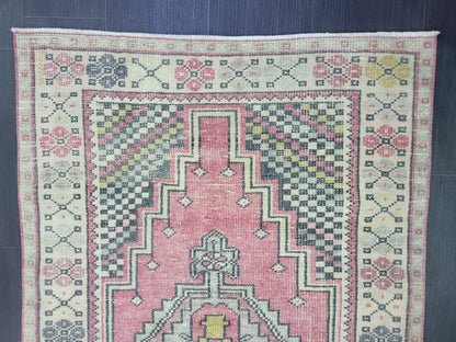 3.4 x 6.6 OUSHAK RUG, TURKISH Oushak Rug, Vintage Oushak Rug, Vintage Runner Rug, Wool Oushak Rug, Handmade Rugs, Vintage Turkish Rug