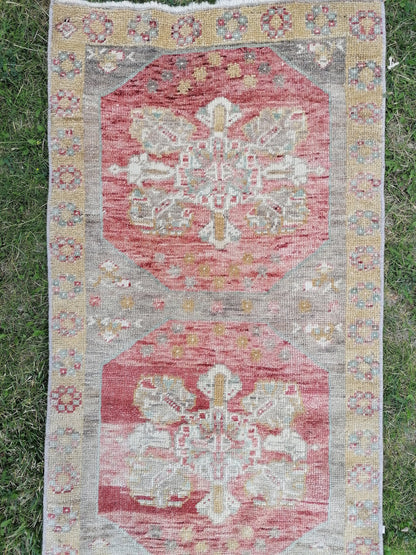 2x8'8 runner rug, oushak turkish runner rug, vintage turkish runner rug, oushak vintage runner rug, vintage rug, kitchen runner rug