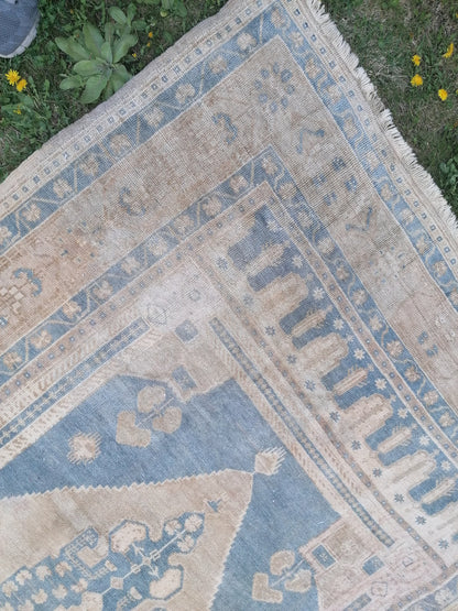 Oushak wool rug 5'4x9'7 turkish anatolian rug, vintage hand made rug, large living room rug kitchen rug, vintage bohemian rug