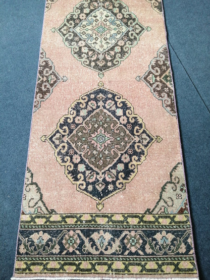 13.4 x 2.6 Vintage Oushak Runner Rug Turkish Runner Rug Vintage Runner Rug Hallway Runner Rug Kitchen Runner Rug Wool Runner Rug Wool Oushak