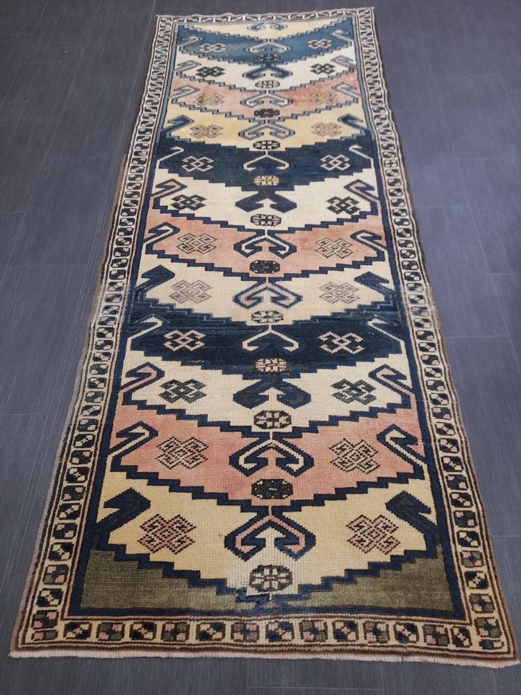 Vintage Runner RUG Navy Blue TURKISH 3x8 Rug Vintage Oushak Runner Rug Vintage Oriental Runner Rug Vintage Persian Hand Made Runner Rugs