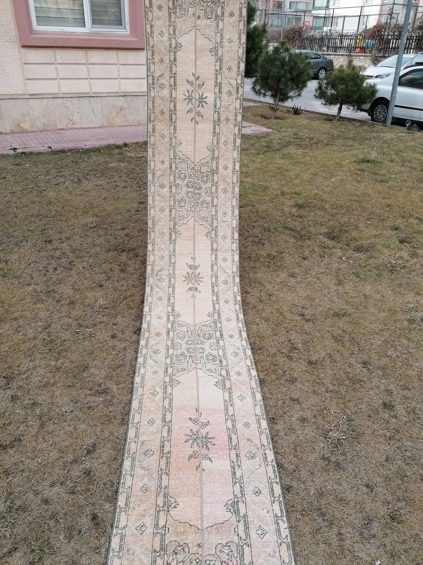 2 x 13 Runner rug patchwork runner, vintage hallway runner rug, Distressed Runner