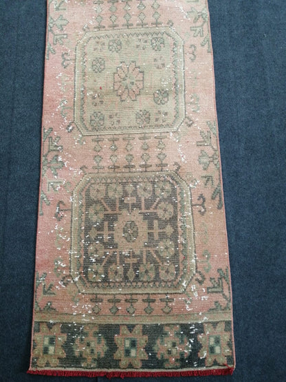 11'4x2'2 oushak turkish runner rug, vintage runner rug, vintage oushak runner rug, vintage anatolian rug,unique hand made rug,kitchen rug