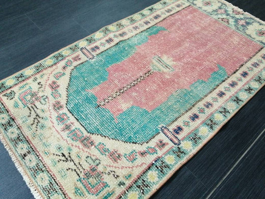 Turkish Rugs 4x2 Vintage Rug Hand Made  Oushak Rug soft Colors Rug MUTED Rug Wool Pile Rug Rustic Rugs Oriental Rug 2x4 carpet