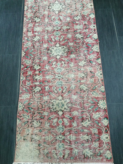 10.6 X 2.5 Distressed Runner Rug Turkish Runner Rug Vintage Runner Rug Hallway Runner Rug Kitchen Runner Rug Oriental Runner Rug Oushak Rug