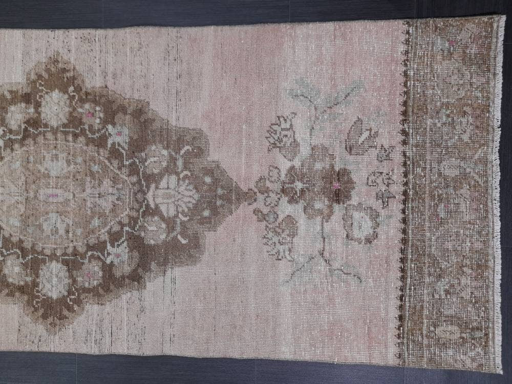 Vintage Runner Rug 2.8 x 11.4 Turkish Runner Rug Handmade Runner Rug Hallway Runner Kitchen Runner Rug Wool Runner Rug Oriental Runner Rug