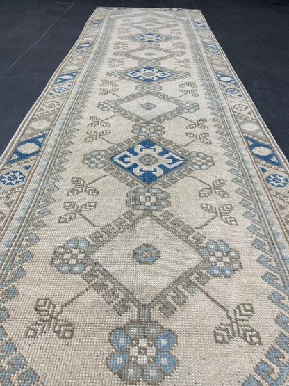 Muted Vintage Runner Rug Hallway 2.5 x 9.3 Runner Rug Kitchen Rug Runner Wool Runner Rug Oushak Runner Rug Turkish Runner Medium Wool Pile