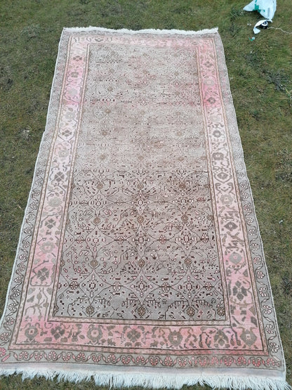 9'6x5'3 muted vintage rug natural oushak rug vintage rug wool oushak rug hand made rugs vintage turkish rug