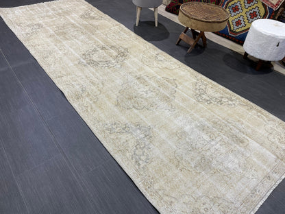 Vintage Persian Runner Rug, 3.6 x 10.8 Handmade Runner Rug, Turkish Runner Rug, Vintage Runner Rug, Hallway Runner, Kitchen Runner Rug
