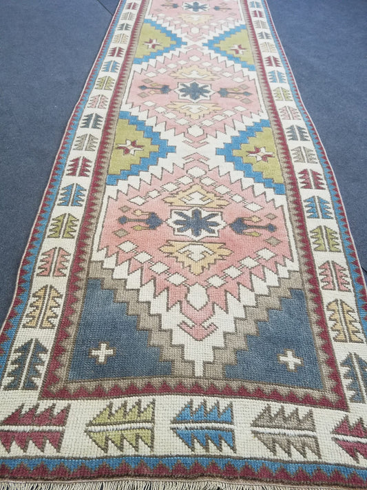 12'2x3' oushak runner rug,runner rug,turkish runner rug vintage rug vintage oushak rug,hand made runner rug, kitchen runner rug bohemian rug