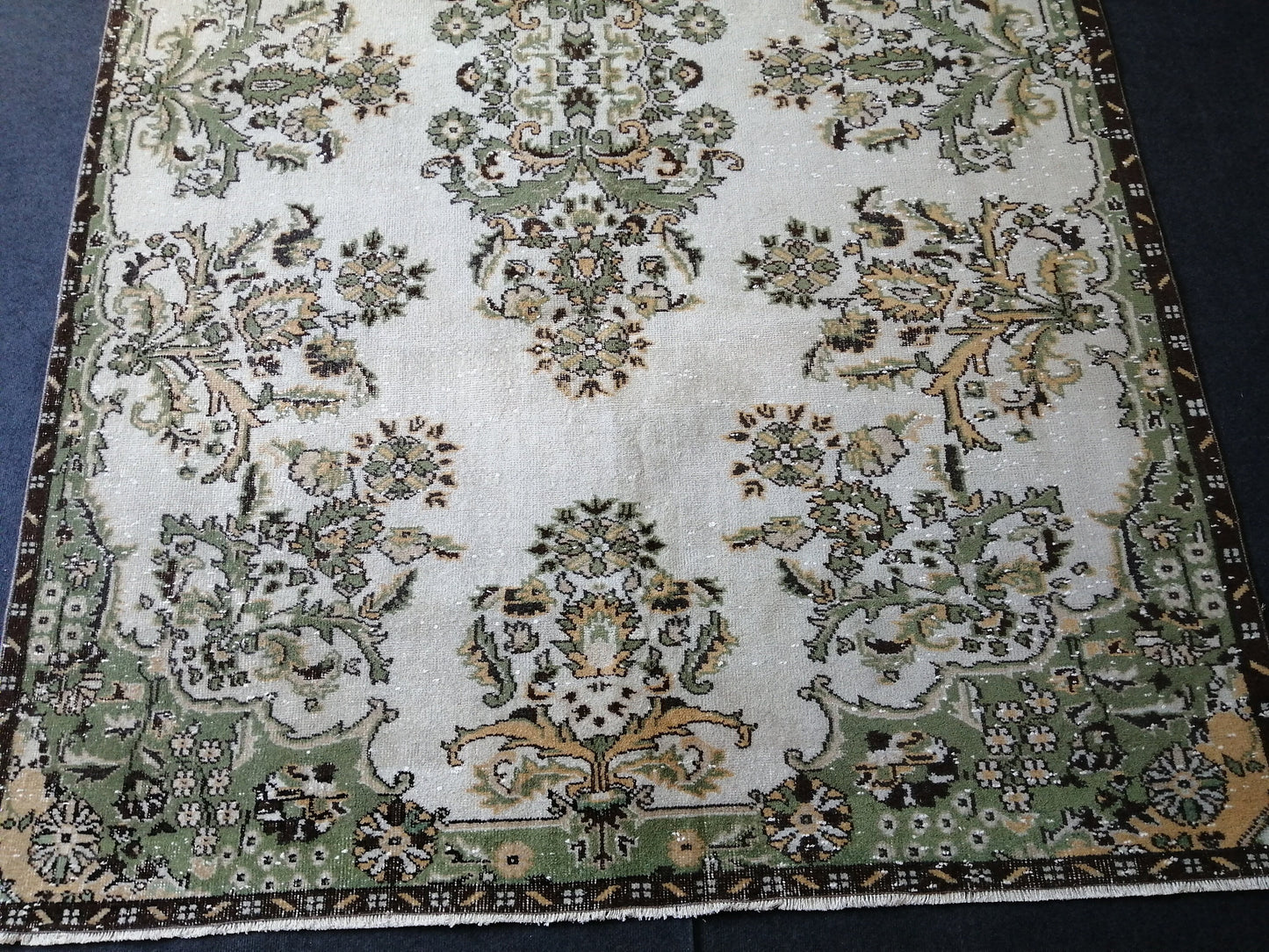 10 x 6.6 Green OUSHAK RUG TURKISH Oushak Rug Vintage Oushak Runner Rug Vintage Runner Rug Wool Oushak Rug Hand Made Rugs Vintage Turkish Rug