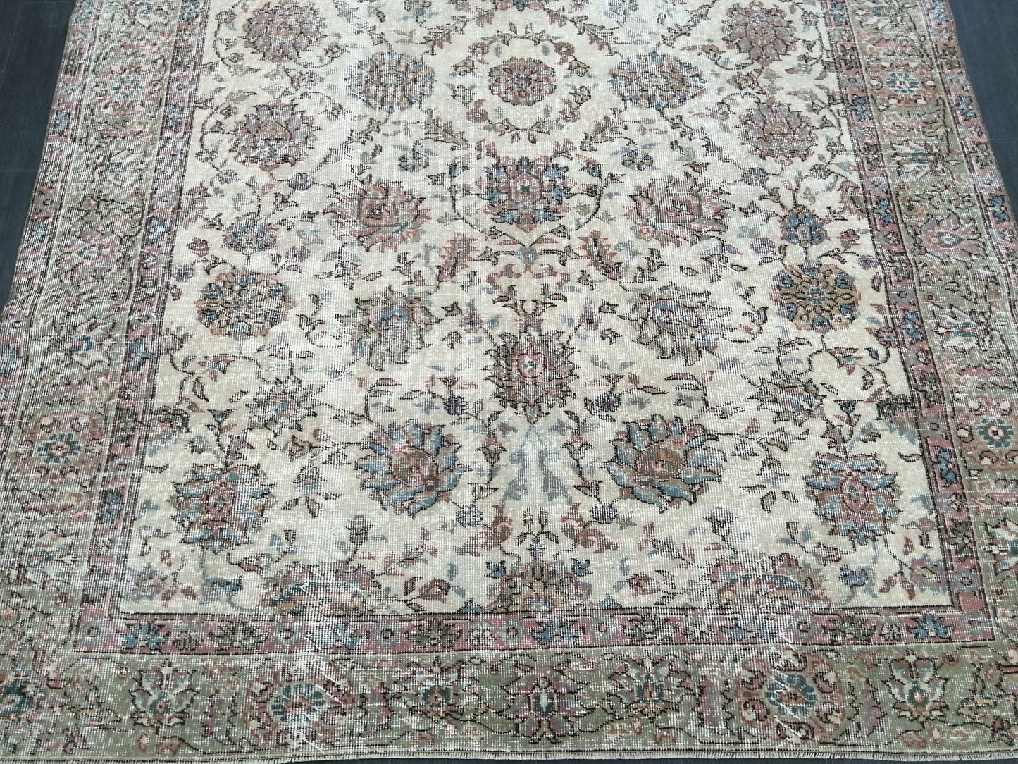 Floral Vintage Rug OUSHAK 7 x 9.8 TURKISH Rug Oriental Vintage Wool Rug Hand Made Rugs Vintage Turkish Rug