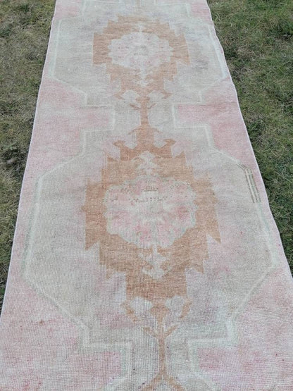 Muted runner rug vintage runner rug turkish runner 9.3 x 2.8 muted  wool runner rug vintage oriental runner art runner rug