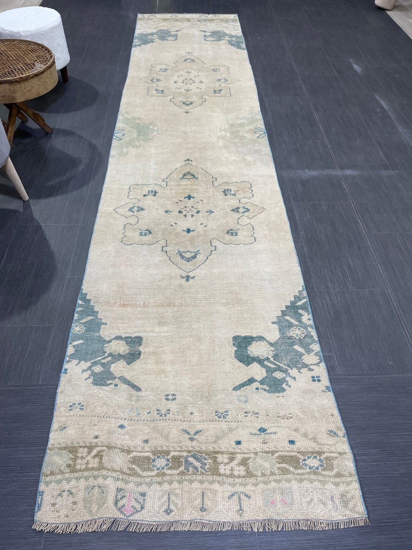 Antique Runner Rug, Persian 2.6 x 11.8 Runner Rug, Vintage Runner, Wool Runner Rug, Turkish Runner Rug, Kitchen Runner Rug, Hallway Runner