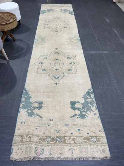 Antique Runner Rug, Persian 2.6 x 11.8 Runner Rug, Vintage Runner, Wool Runner Rug, Turkish Runner Rug, Kitchen Runner Rug, Hallway Runner