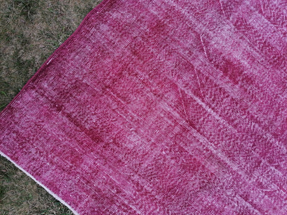 5.7 x 9 turkish rug, vintage pink rug, vintage oushak rug unique hand made rug kitchen rug