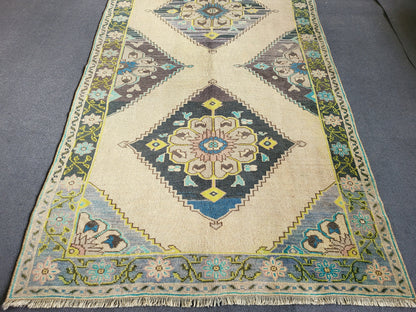 Oushak Runner Rug, Turkish 4.2 x 10.3 Runner Rug, Vintage Runner Rug, Persian Hallway Runner Rug, Handmade Runner Rug Wool Anatolian Runner