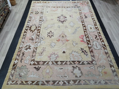 Vintage OUSHAK RUG, 12.6 x 8.6 Oushak Rug, Vintage Oushak Rug Wool Oushak Rug Hand Made Rugs, Authentic Oushak Rug