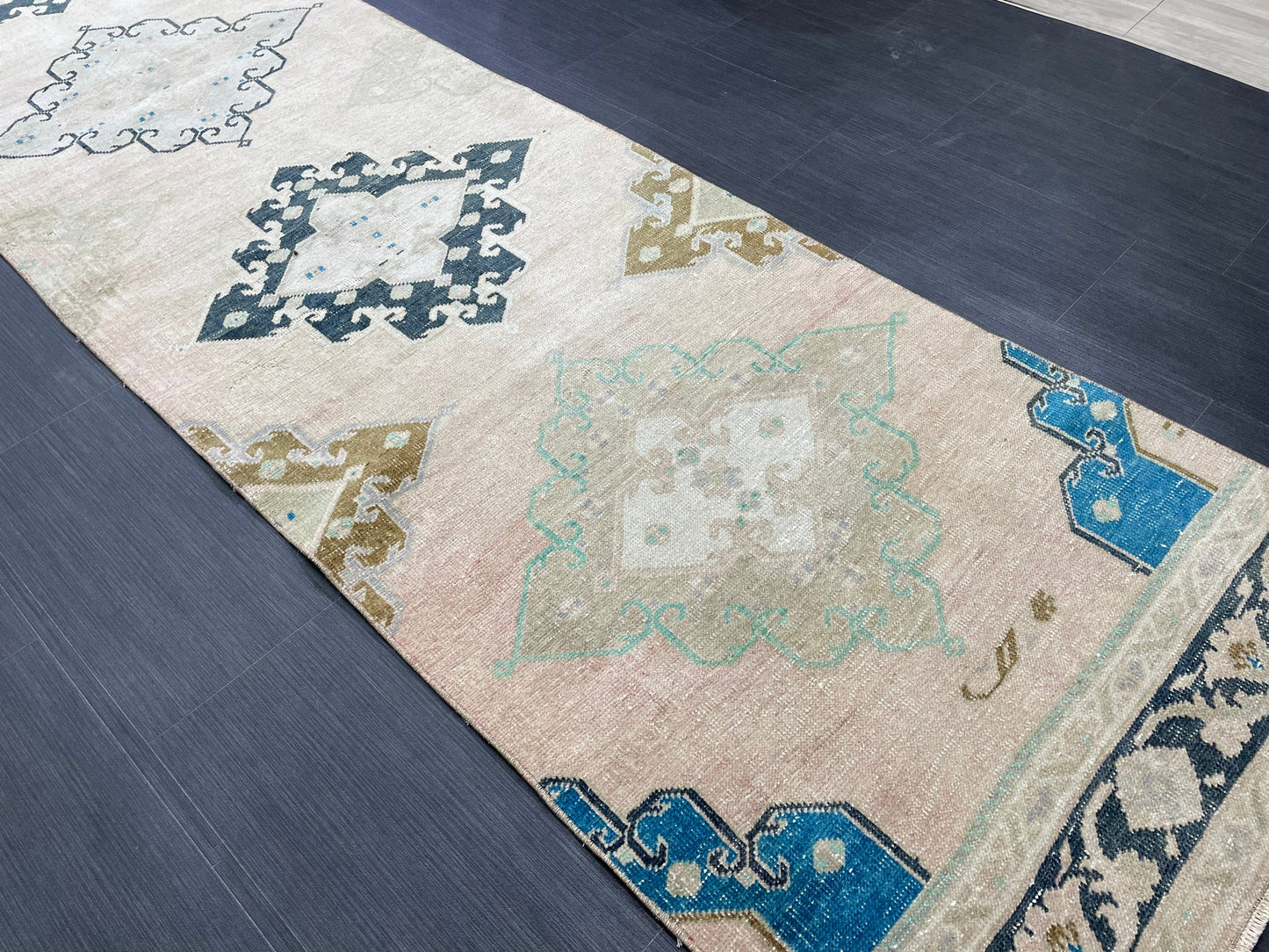 Oushak Runner Rug Turkish 2.7 x 13 Runner Rug Vintage Runner Rug Hallway Runner Rug Kitchen Runner Rug Wool Runner Rug Handmade Rug