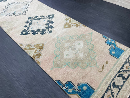 Oushak Runner Rug Turkish 2.7 x 13 Runner Rug Vintage Runner Rug Hallway Runner Rug Kitchen Runner Rug Wool Runner Rug Handmade Rug