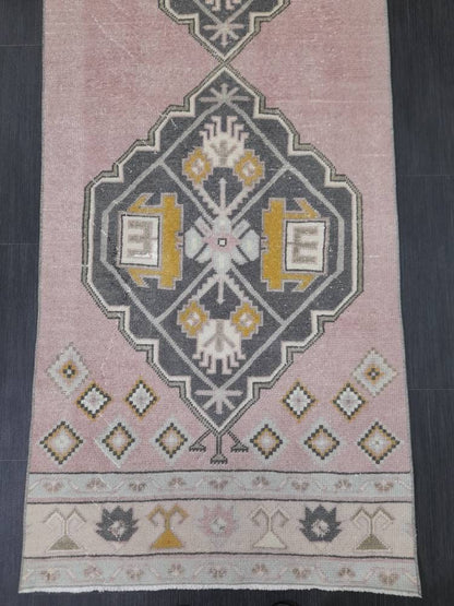 Vintage Hallwa Runner Rug Turkish Runner Rug 2.8 x 10.7 Vintage Runner Rug Oushak Runner Rug Kitchen Runner Wool Runner Rug Wool Rug
