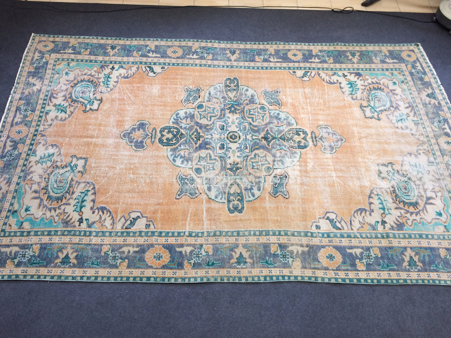 11.4 x 7 Turkish Rug Vintage Rug Oushak Rug Wool Rug