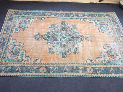 11.4 x 7 Turkish Rug Vintage Rug Oushak Rug Wool Rug