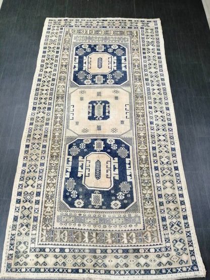 Vintage Rug, Unique Pattern Rug, 5by10 Oushak Rugs, 10x5 Hand Made Rugs,Turkish Rugs Navy Blush Green Rugs, Antique Rug, Fine Rugs