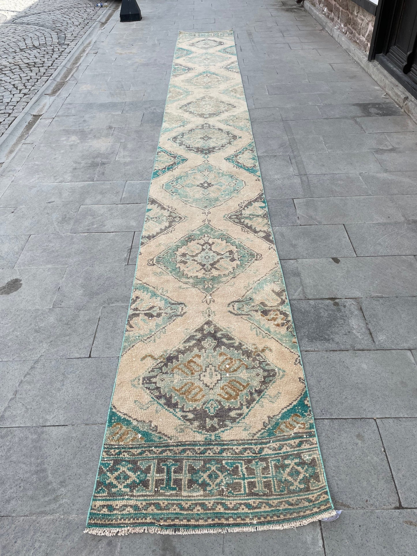 Wool Extra Long Turkish Runner Rug Very Long Oushak Runner 2.5 x 20.2 ft Rug Vintage Runner Rug, XL Oriental Runner Rug Staircase Runner rug