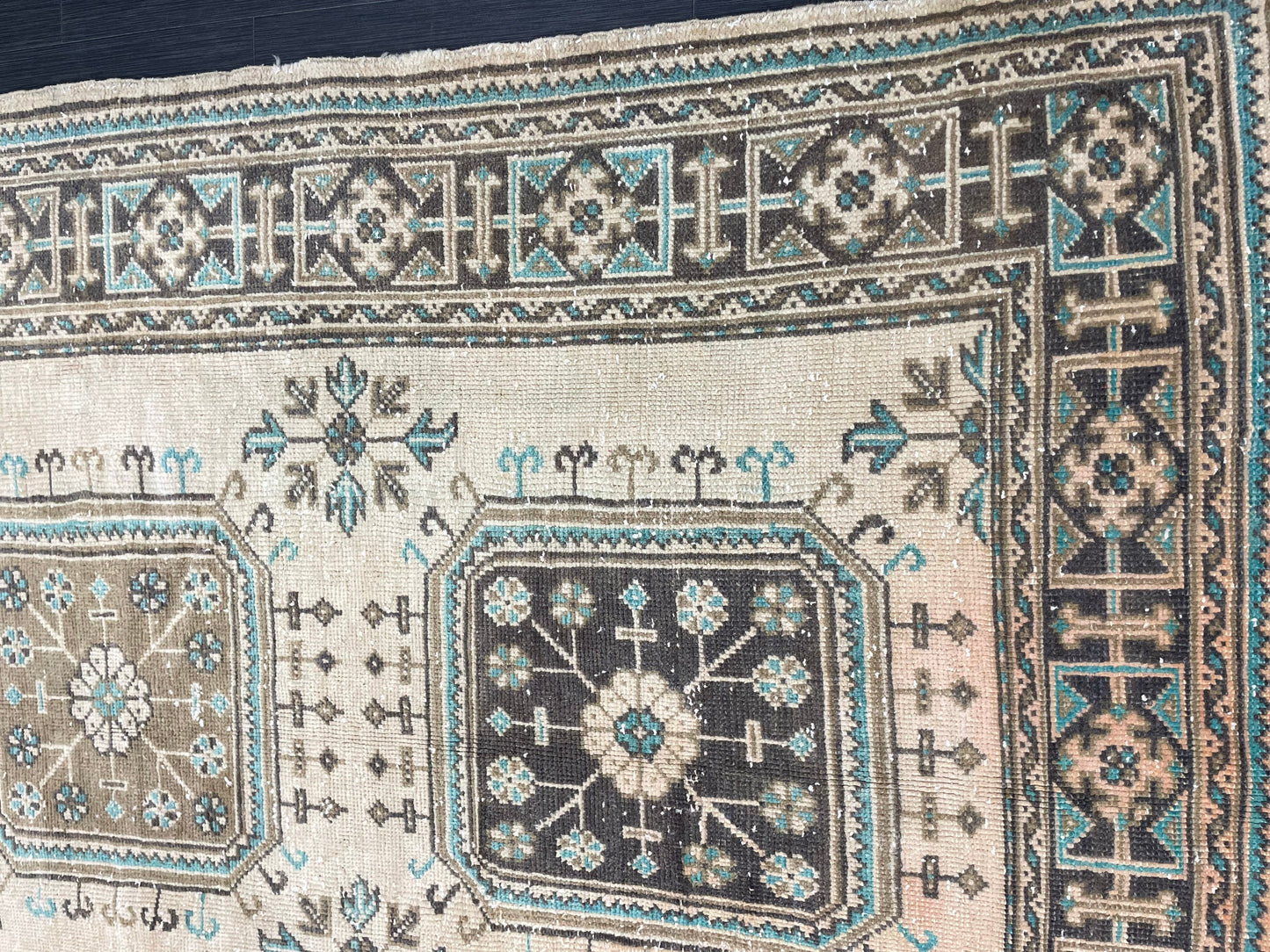 Vintage Runner Rug 4.6 x 12.6 Muted TURKISH Muted Runner Rug Vintage Oushak Runner Rug Long Runner Rug Wool Oriental Runner Handmade Runner