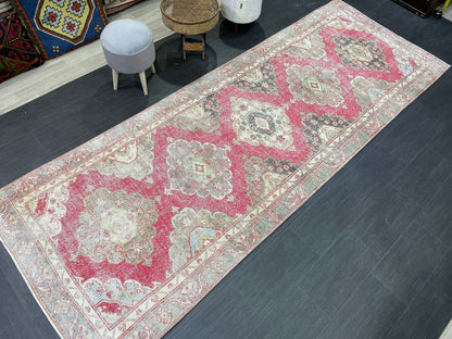 Turkish Runner Rug, Persian Distressed Runner 4.3 x 11.7 Rug, Vintage Runner Rug, Hallway Runner Rug,  Kitchen Runner Rug, Wool Runner Rug