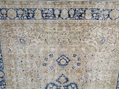 Large Persian RUG 7x10 Oriental Rug Vintage Oushak Runner Rug Rug Wool Turkish Rug Hand Made Rug Blue Vintage Persian Rug Blue and cream