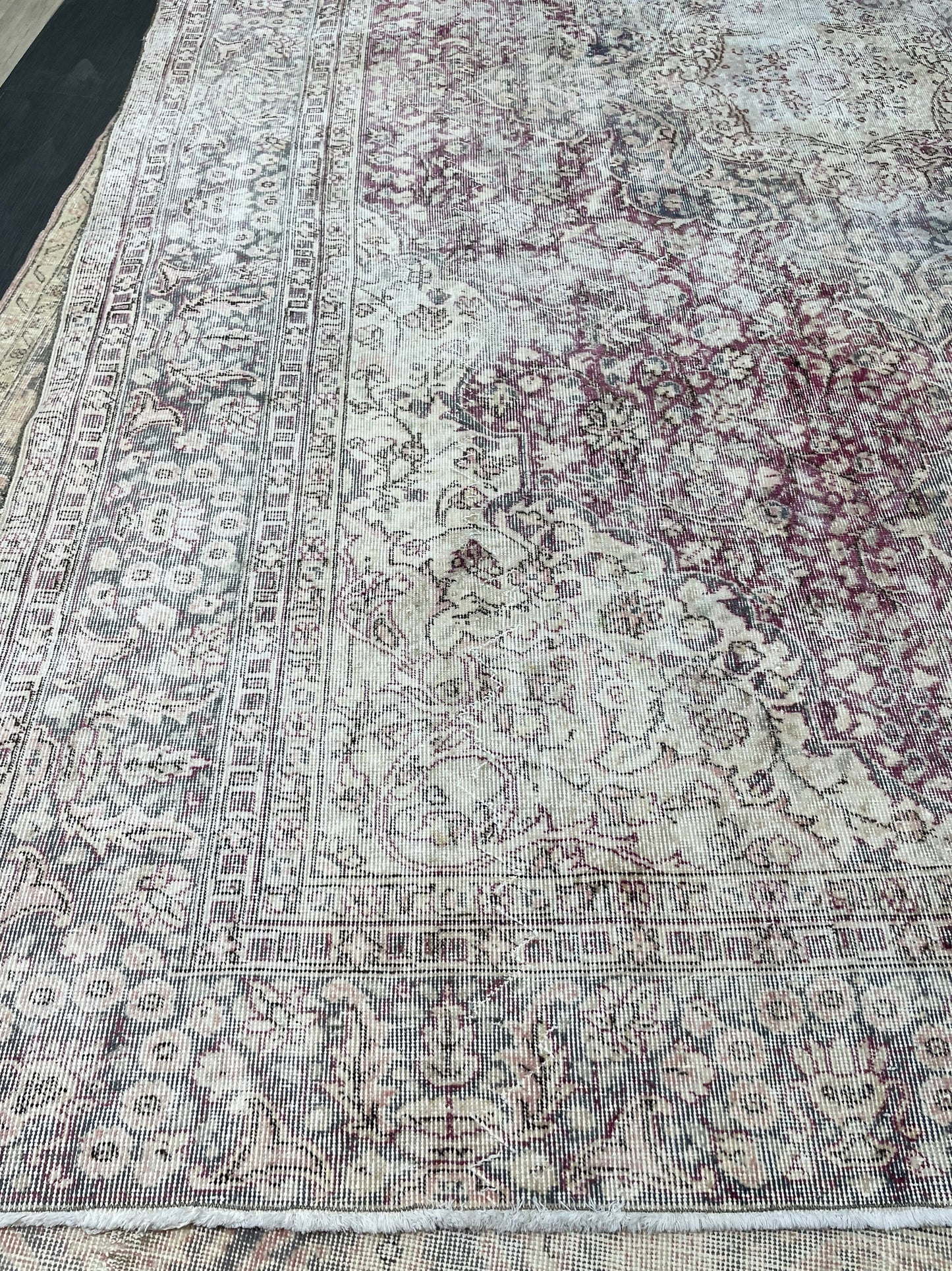 Large Muted Distressed Rug Antique 8.6 x 12.2 Old Turkish Rug Hand Knotted Rug Vintage Handmade Persian Rug Farmhouse Rug