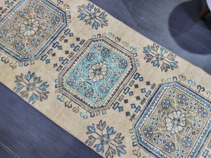 WOOL Oushak Runner Rug, Turkish Runner 2.6 x 11.2 Rug, Vintage Runner Rug ,Hallway Runner Rug, Kitchen Runner Rug Persian Runner Rug