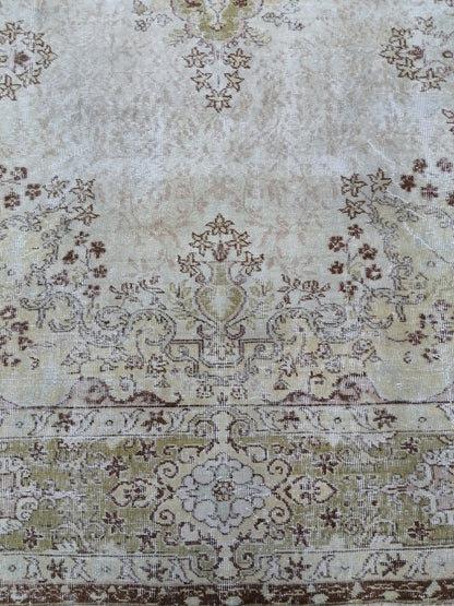 Vintage RUG TURKISH Muted 8.4 x 12.3 Oushak Rug Vintage Oriental Rug Vintage Large Rug Wool Antique Rug Hand Made Rugs Vintage Green Rug