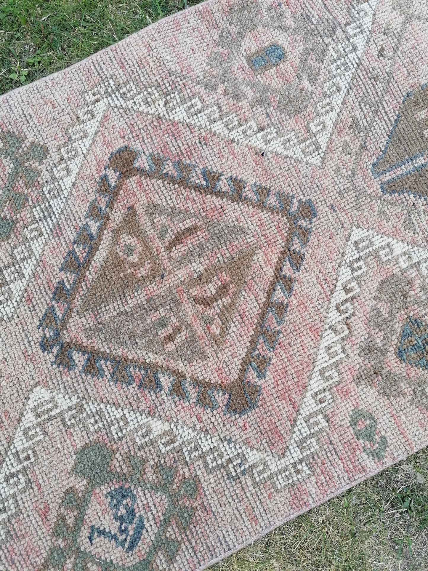 3x11 long persian motif runner rug, handmade wool brown entryway runner, turkish anatolian runner, kitchen oushak runner,vintage hallway rug