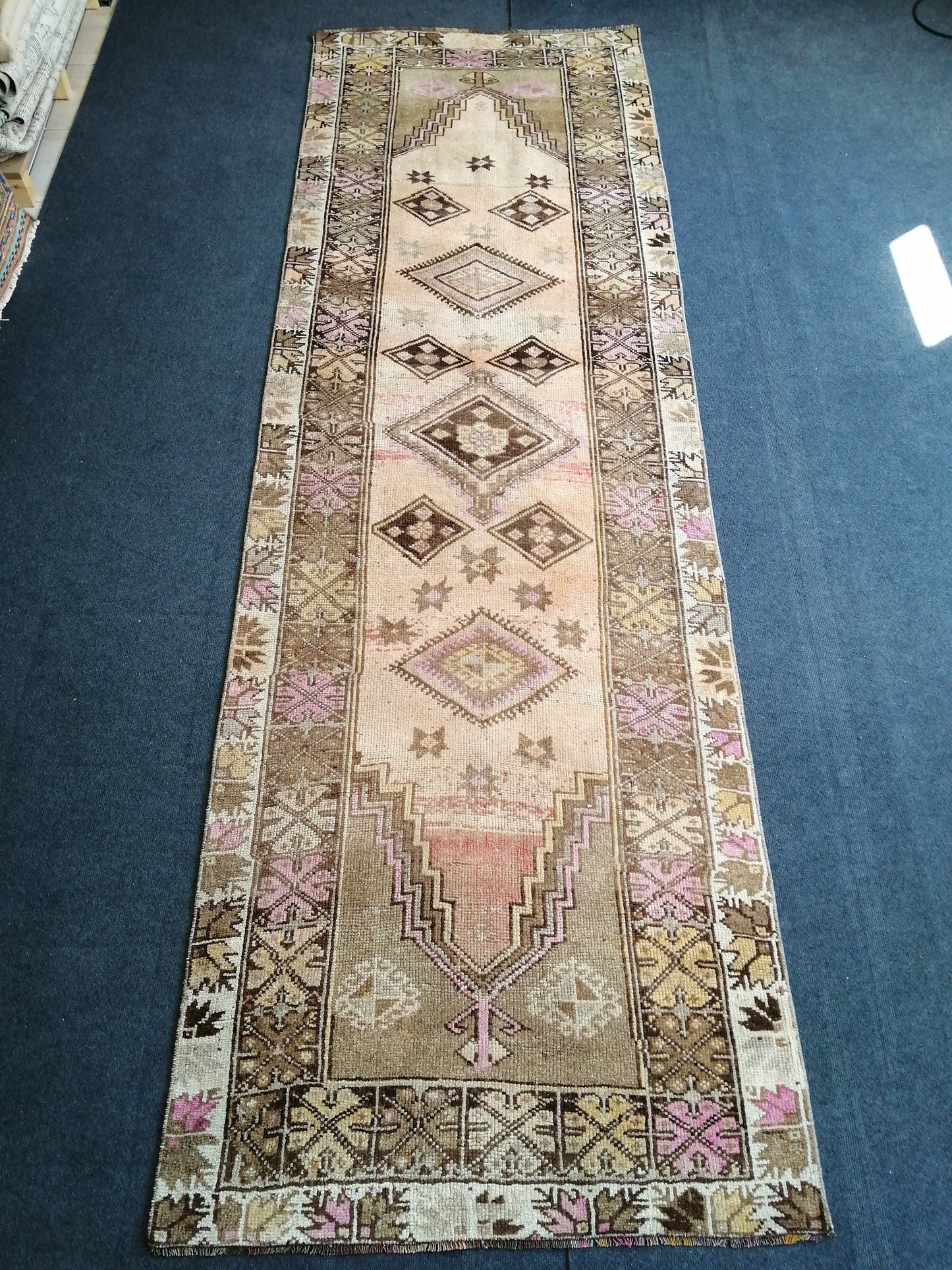 Oushak Runner Rug Turkish 3.4 x 11  Runner Rug Vintage Runner Rug Hallway Runner Rug Kitchen Runner Rug Wool Runner Rug Wool Oushak Rug