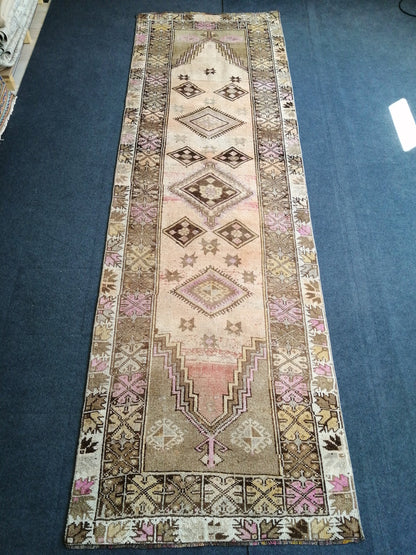 Oushak Runner Rug Turkish 3.4 x 11  Runner Rug Vintage Runner Rug Hallway Runner Rug Kitchen Runner Rug Wool Runner Rug Wool Oushak Rug