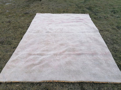 4.6 x 6.3 Turkish rug vintage wool rug turkish rug, vintage anatolian rug, oushak unique handmade rug