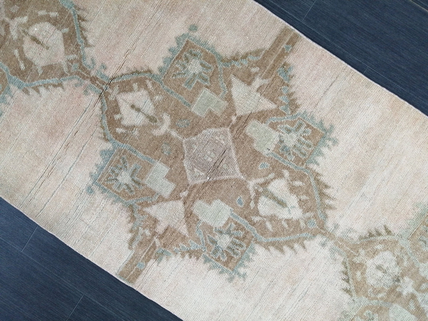 Muted Vintage Runner Rug 2.7 x 10.4 Turkish Runner Rug Vintage Runner Rug Hallway Runner Rug Kitchen Runner Rug Wool Runner Wool Oushak Rug