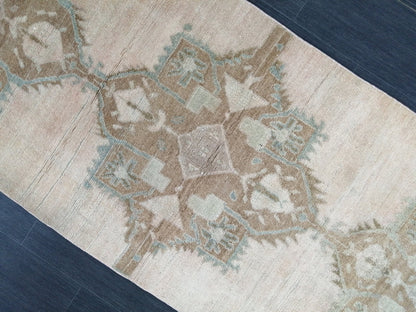 Muted Vintage Runner Rug 2.7 x 10.4 Turkish Runner Rug Vintage Runner Rug Hallway Runner Rug Kitchen Runner Rug Wool Runner Wool Oushak Rug
