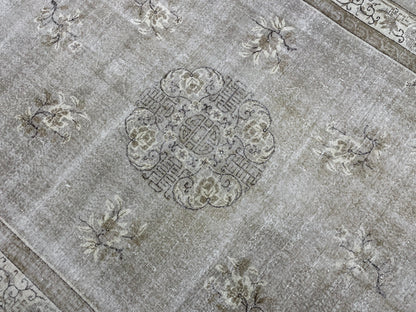 Large Muted Oushak Rug Large Area Antique 8.4 x 12.2 Vintage Turkish Rug Hand Knotted Rug Vintage Handmade Persian Rug